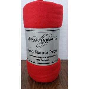 Manhattan Heights Red Light Weight Fleece Throw Blanket 50 X 60 Inches New